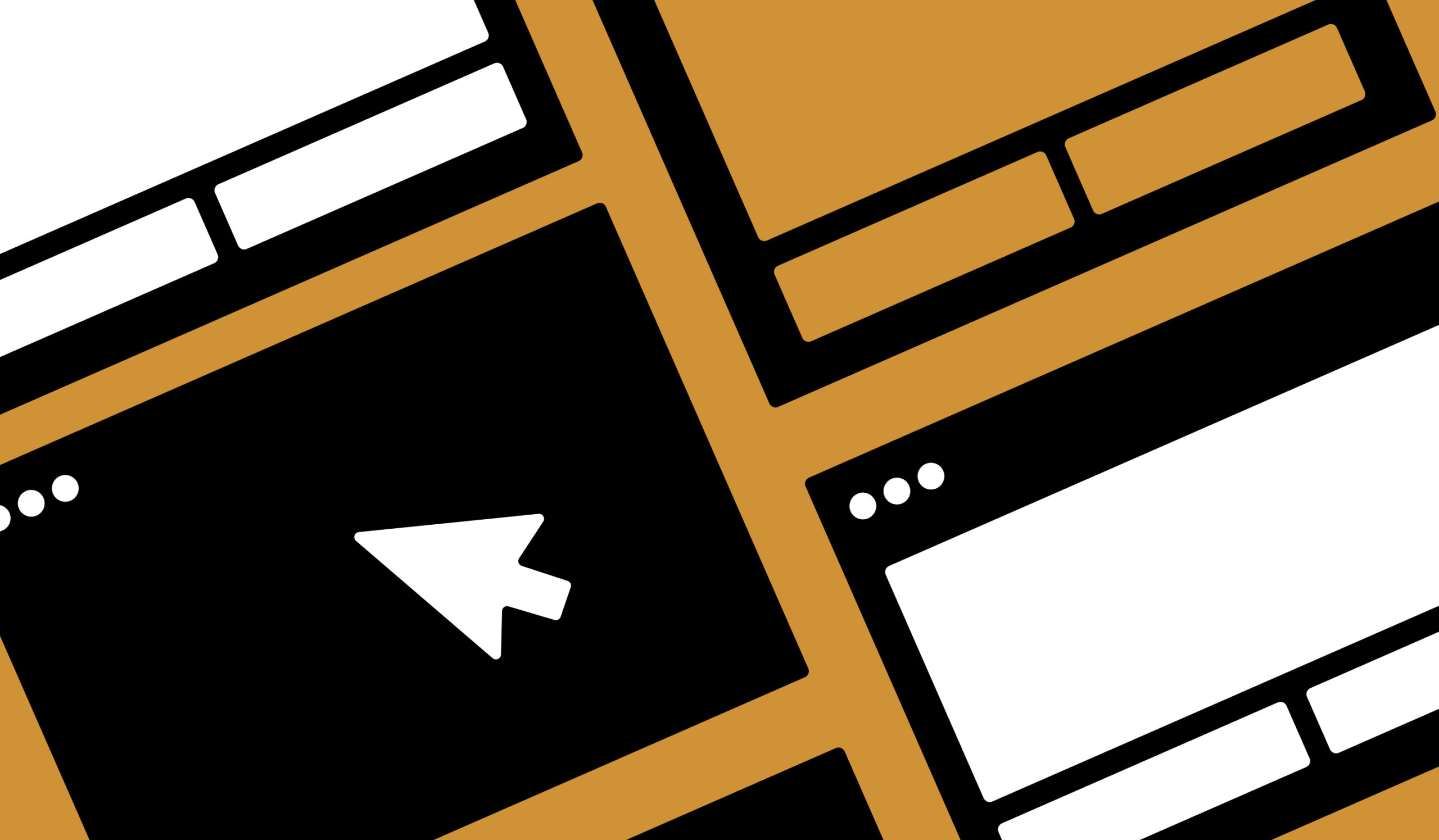 Abstract map-style navigation graphic in orange and black