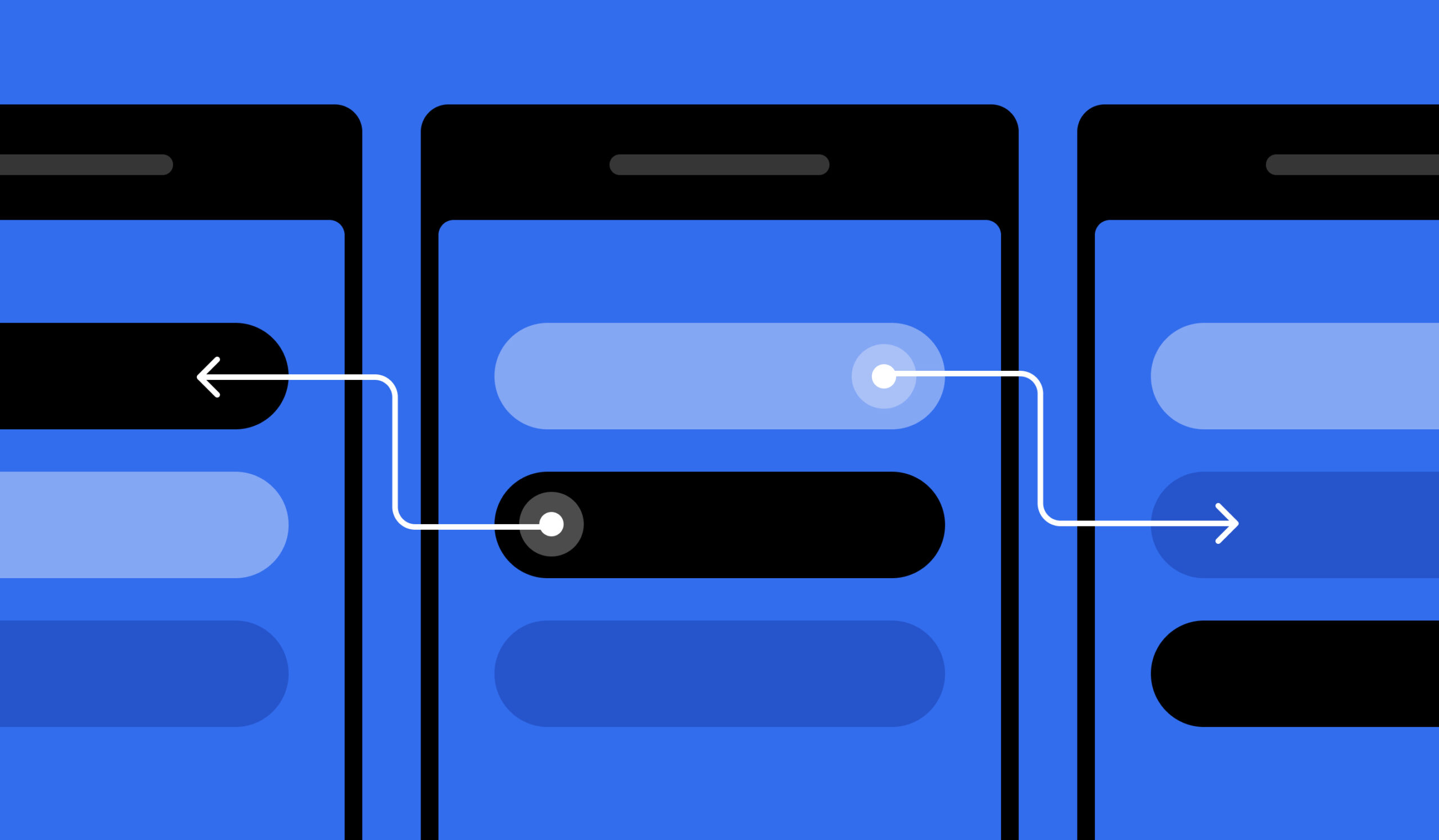 Mobile app dashboard screens in blue interface