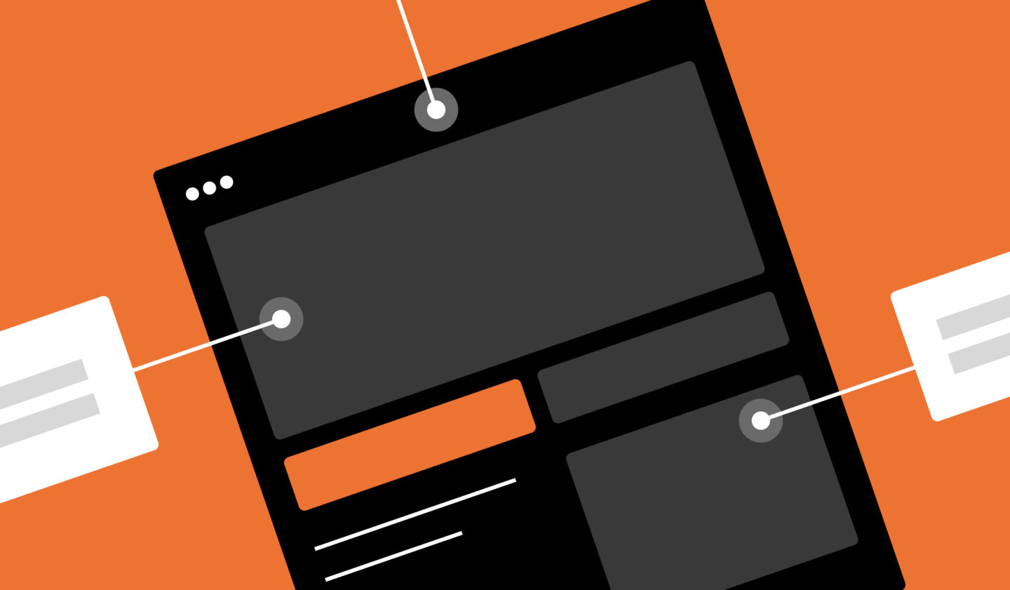 Website UI card interface with layered components
