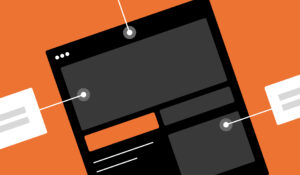 Website UI card interface with layered components