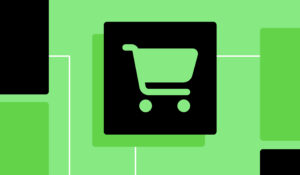 Ecommerce interface with shopping cart icon