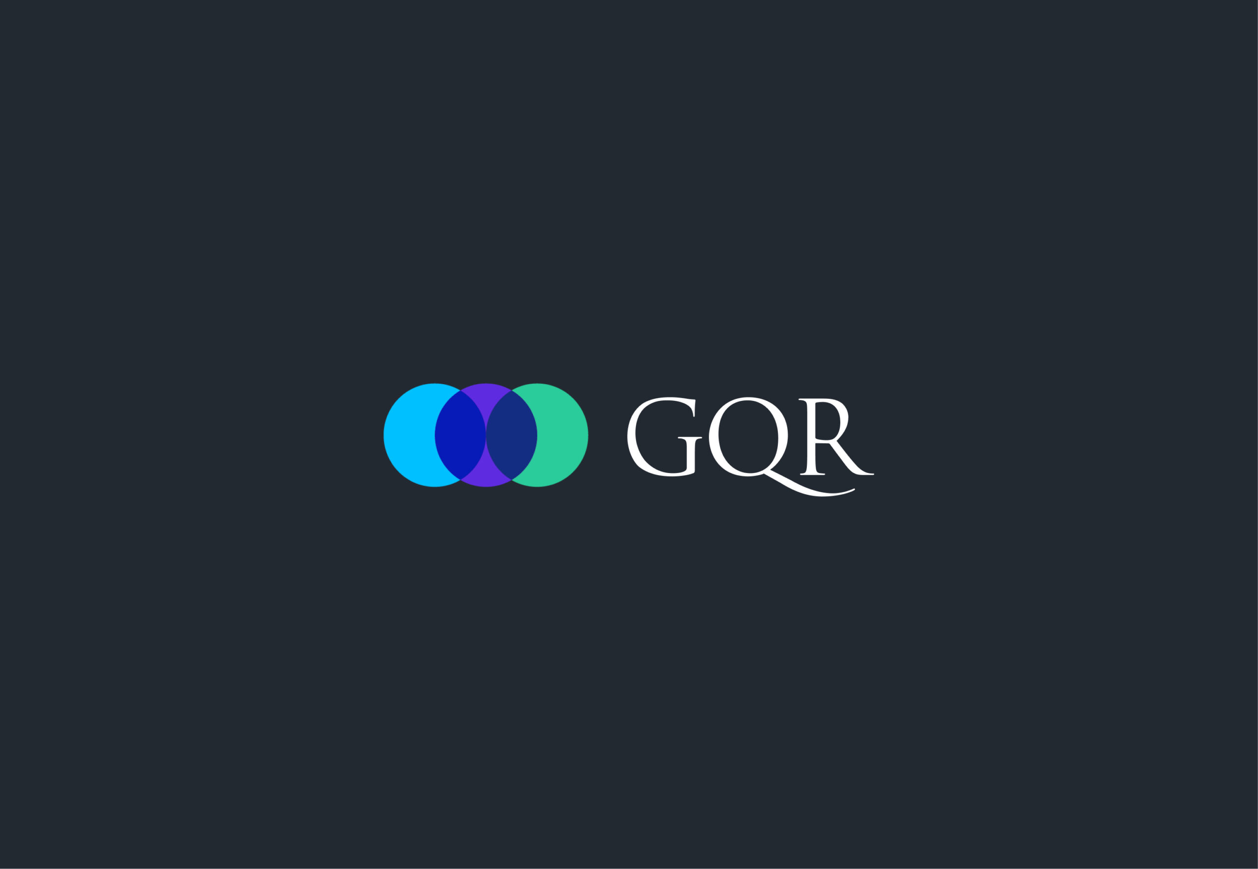 GQR brand logo on dark background