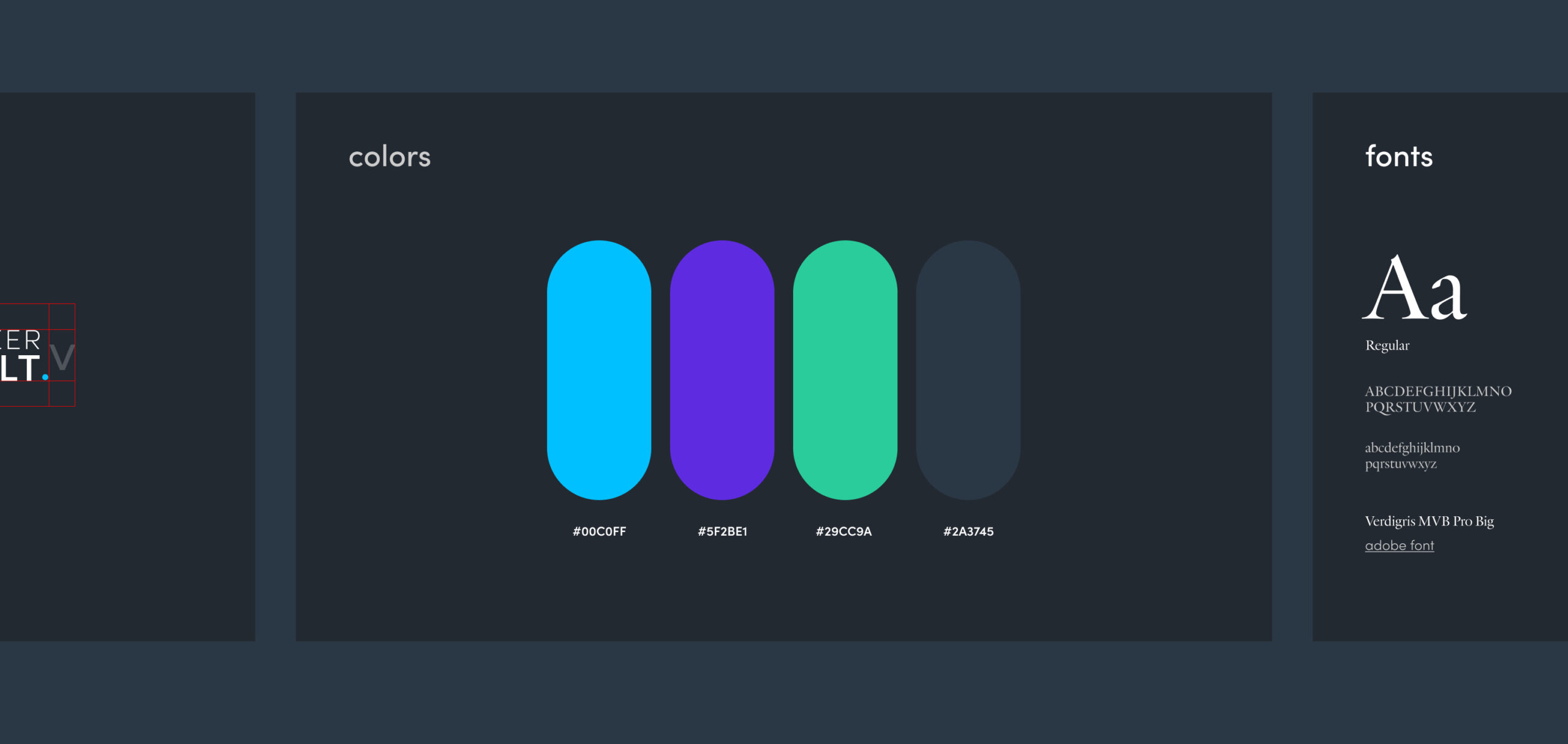 Brand identity design with color palette and typography