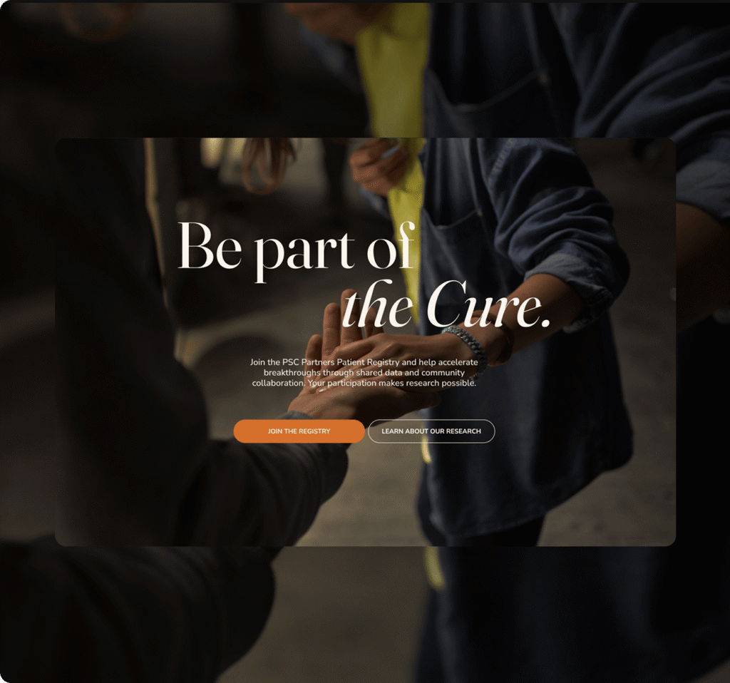 Website homepage with dark theme and messaging