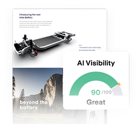 Website UI layout with AI visibility metrics