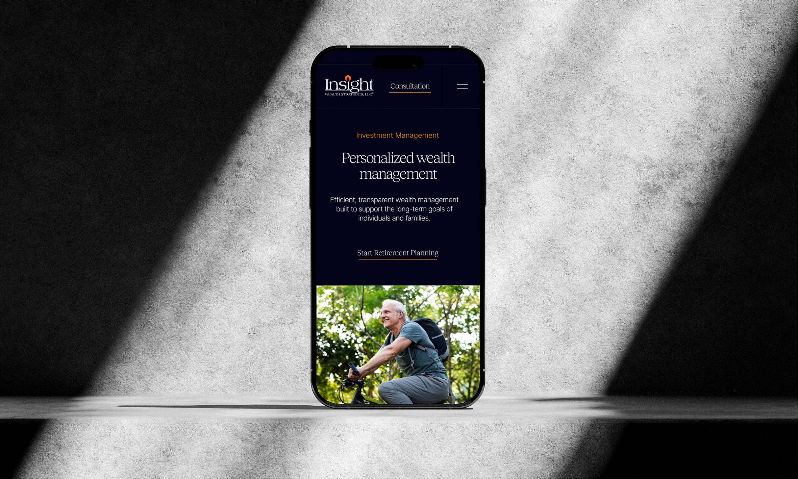 Smartphone displaying mobile app interface on dark background