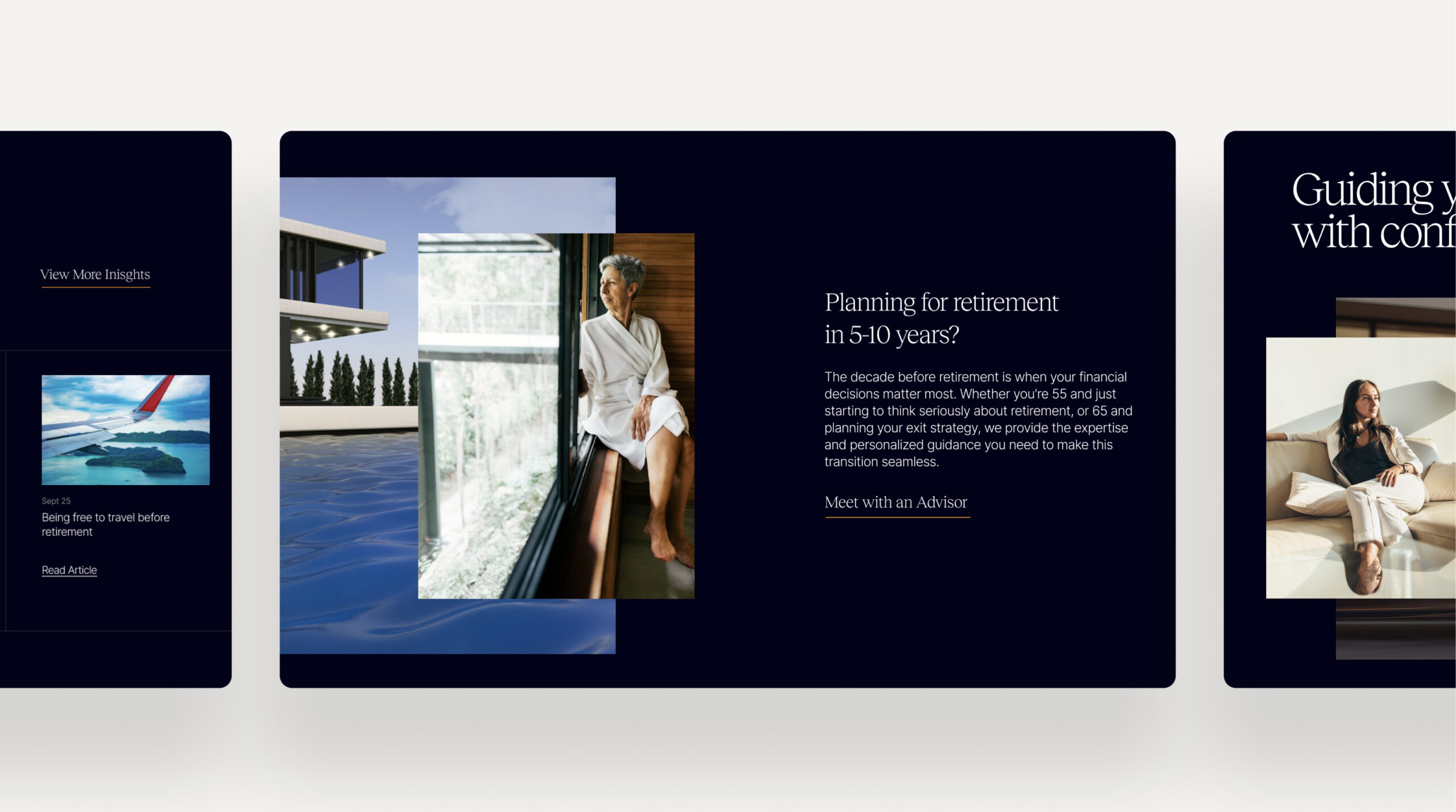 Website design layout with multiple page previews