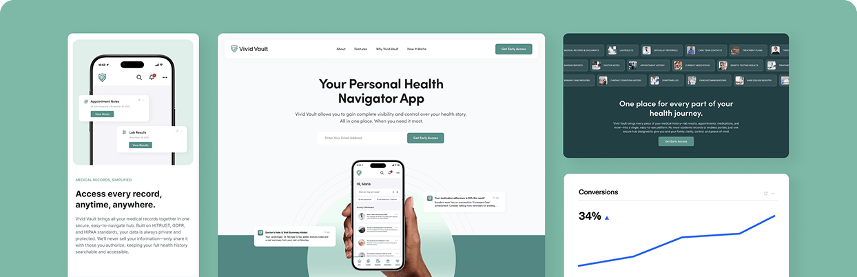 Website UI layout with content modules and sections