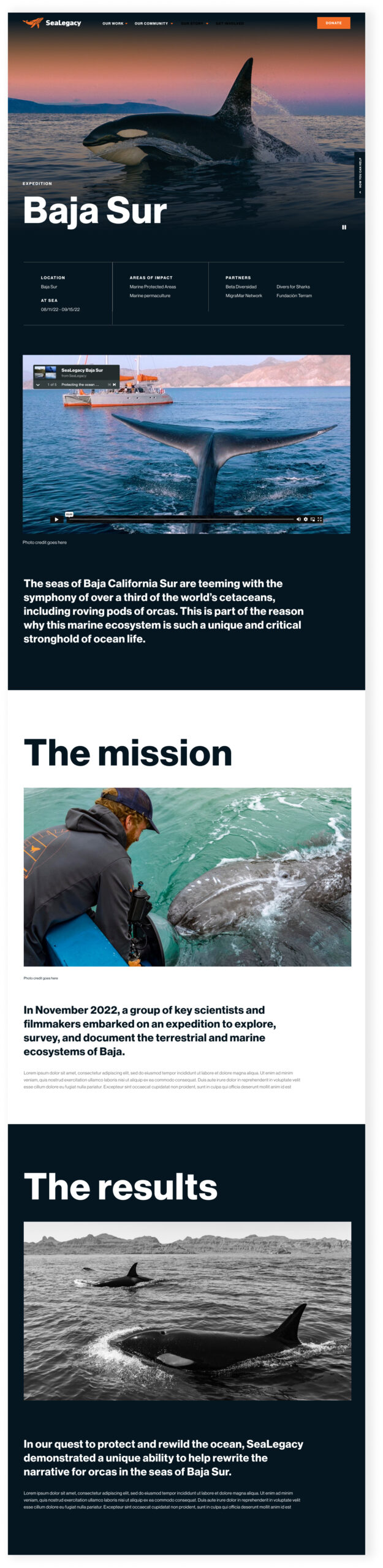 Website content section with mission statement