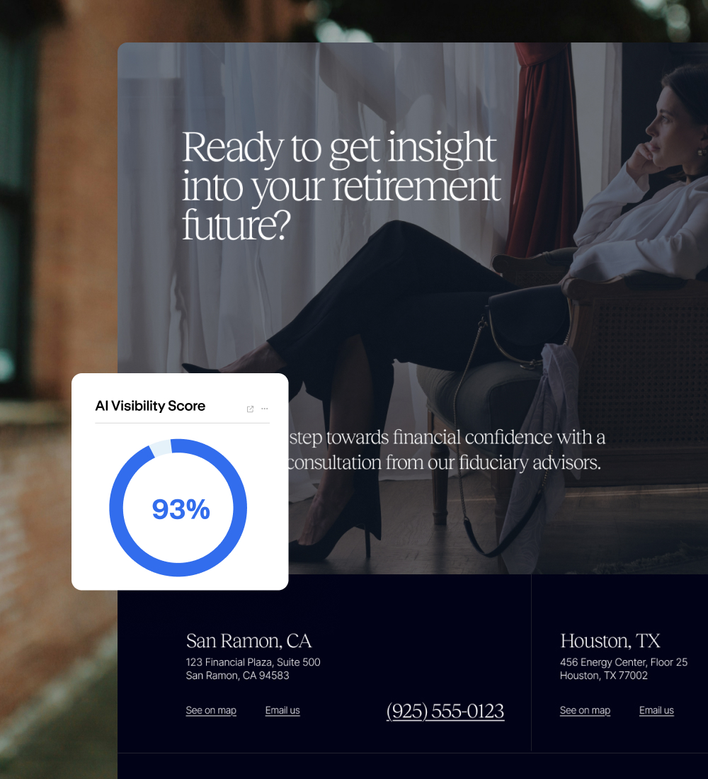 Website homepage with insight messaging and CTA