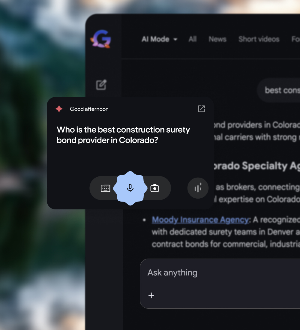 AI chatbot interface overlay on dark website