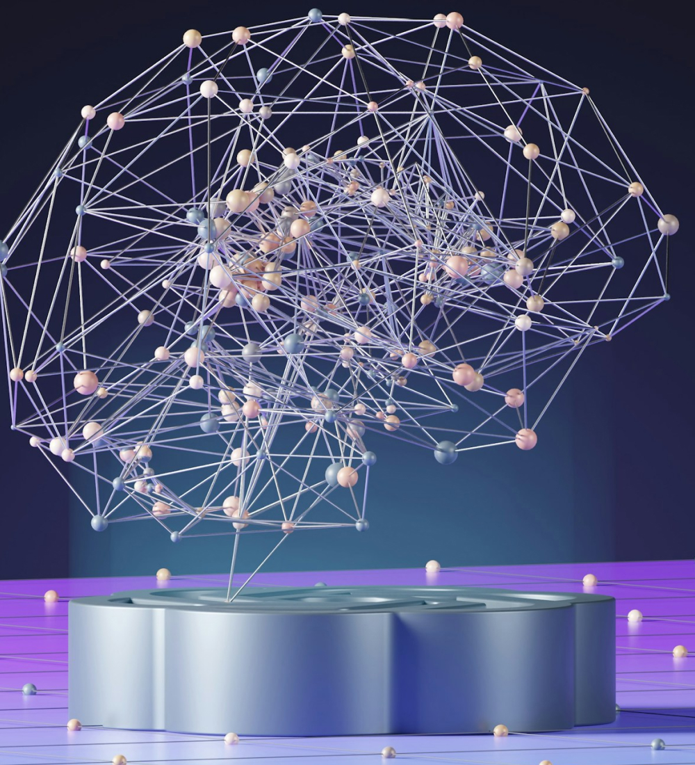 Abstract network visualization with connected nodes