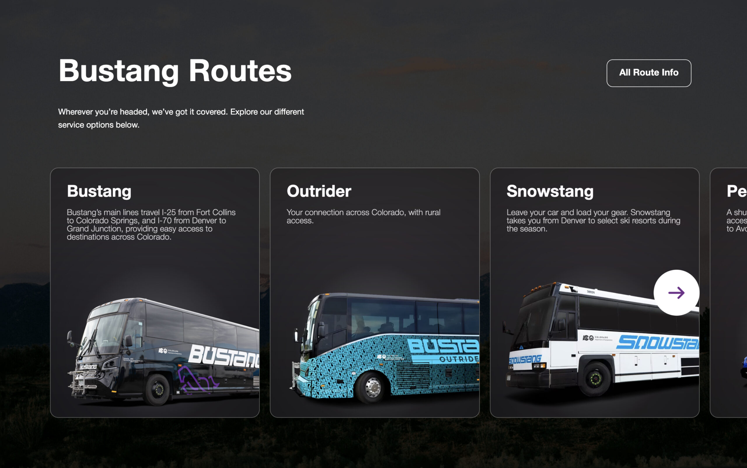Website interface showing transit routes and map