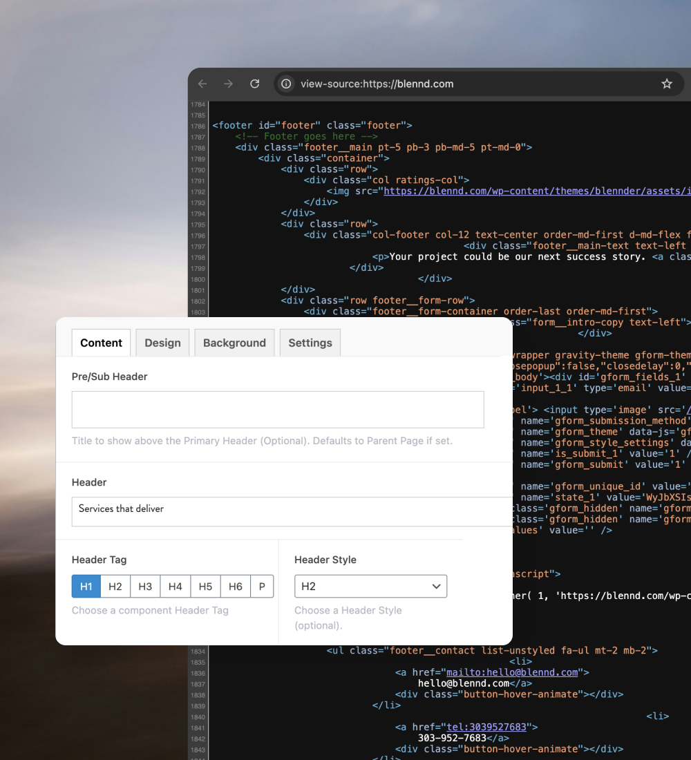 Website interface with content modules and overlay