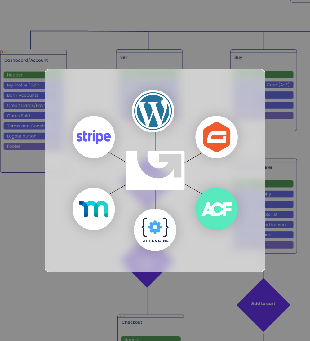 Website integration interface with platform logos