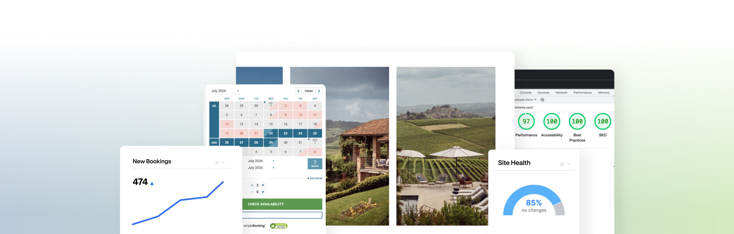 Website UI layout with content modules and sections