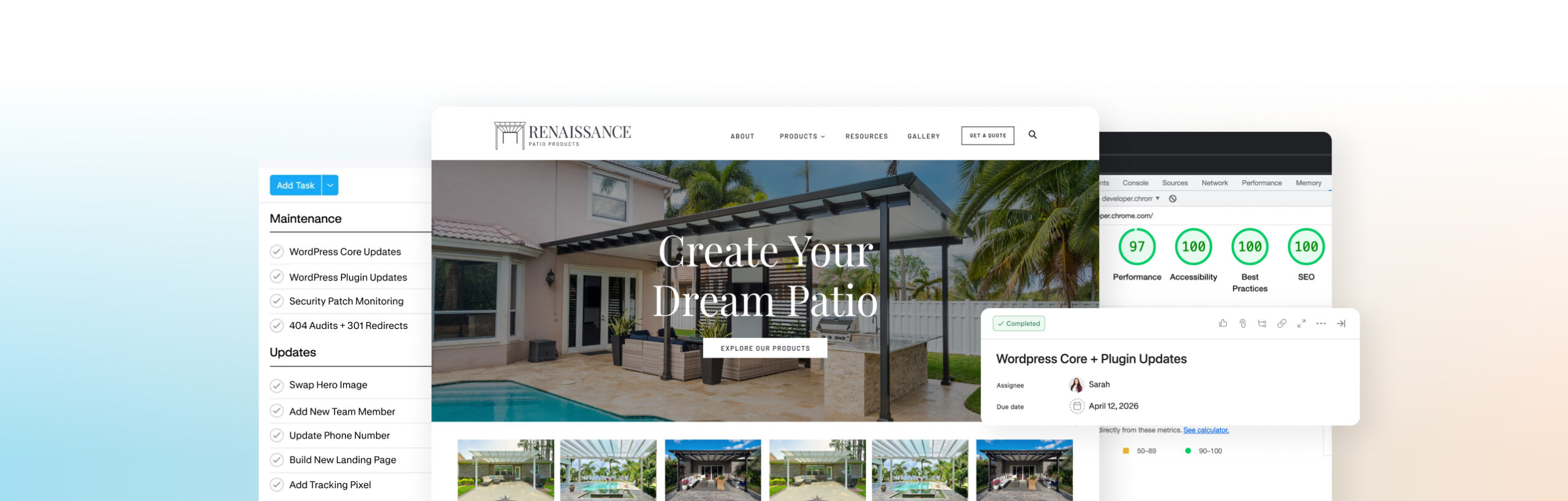 Website UI layout with content sections