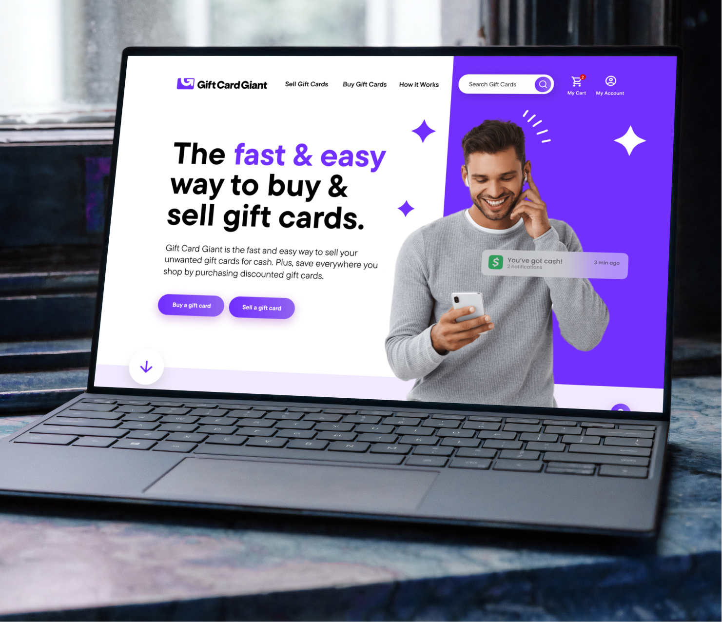 Laptop displaying SaaS website homepage