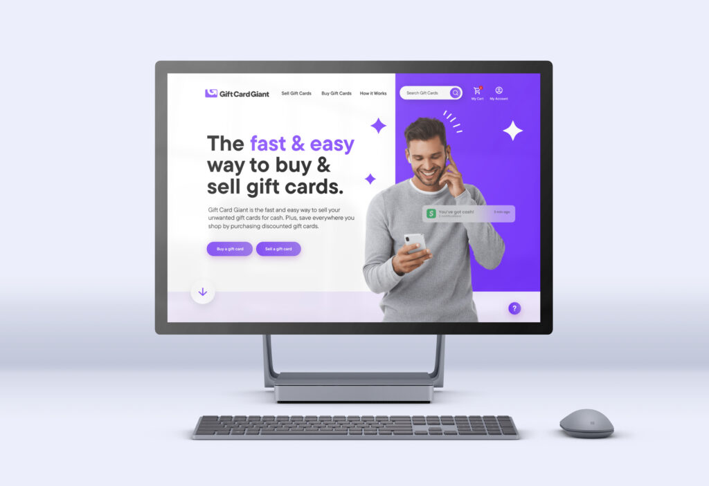 Desktop monitor displaying website homepage design