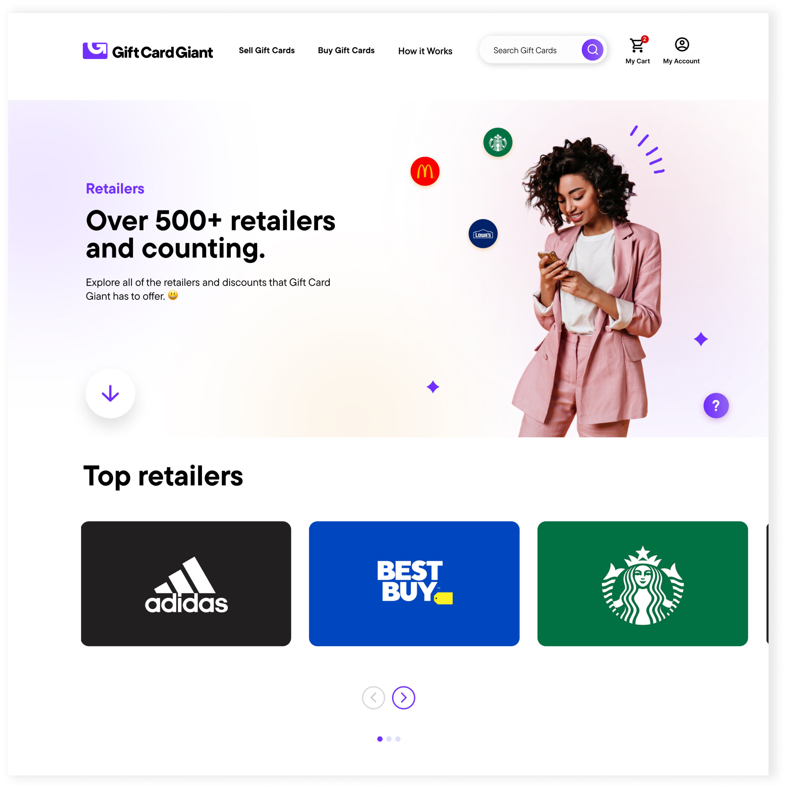 Ecommerce website with retailer logos and brand partnerships