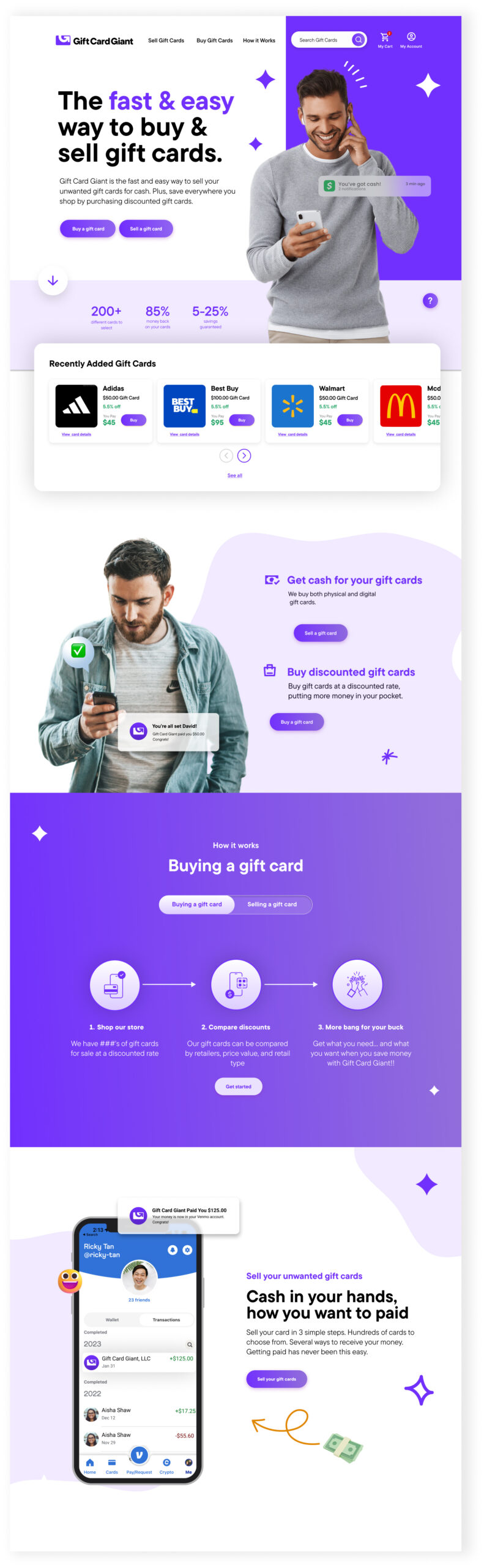 Website homepage with brand imagery and messaging