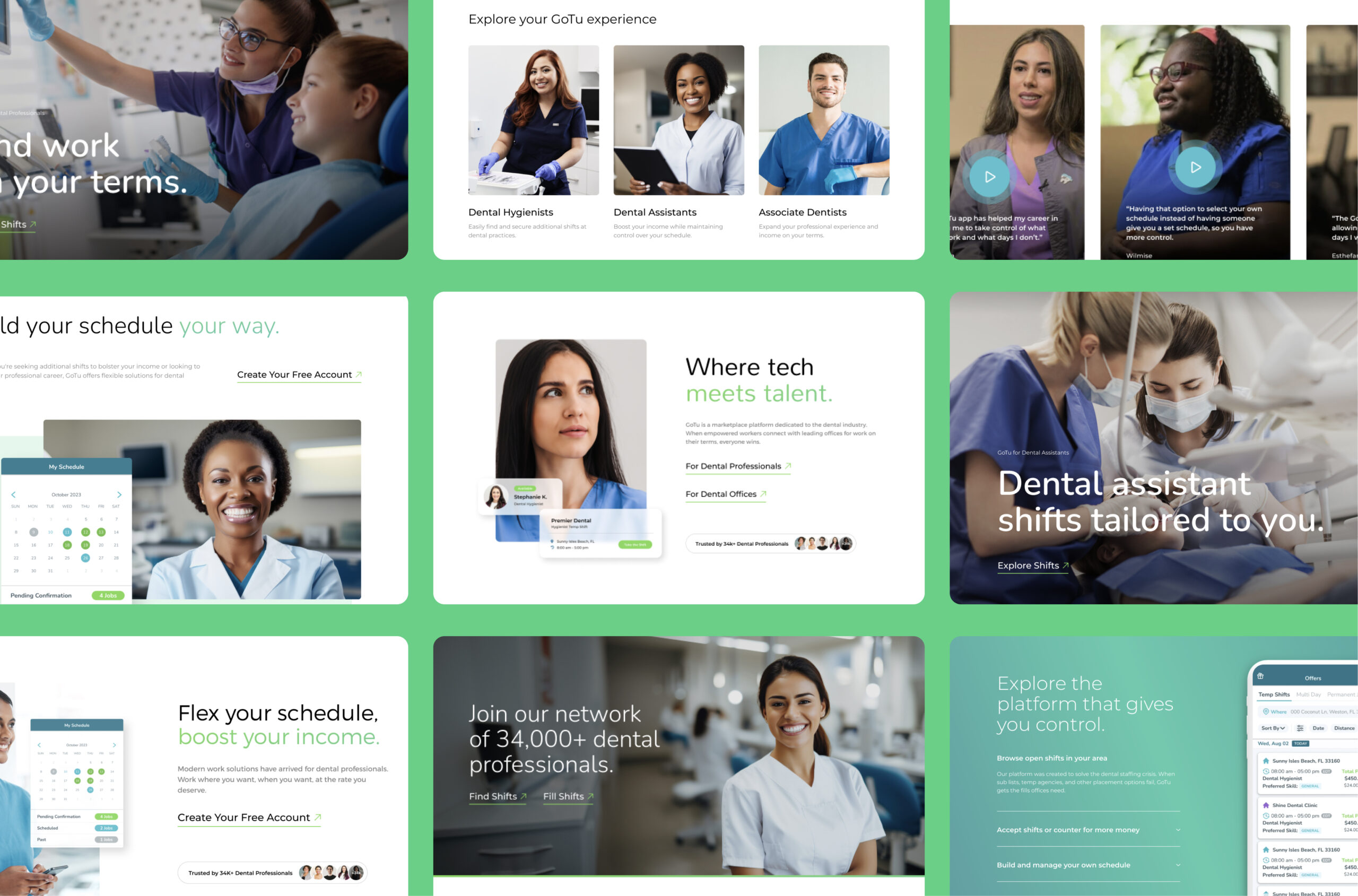 Website layout with team member grid and profiles