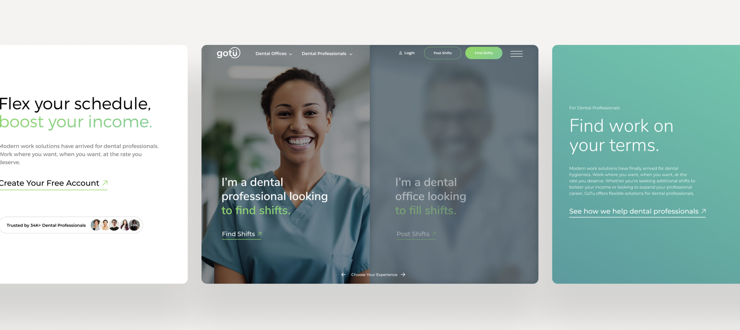 Website interface with profile and user information layout