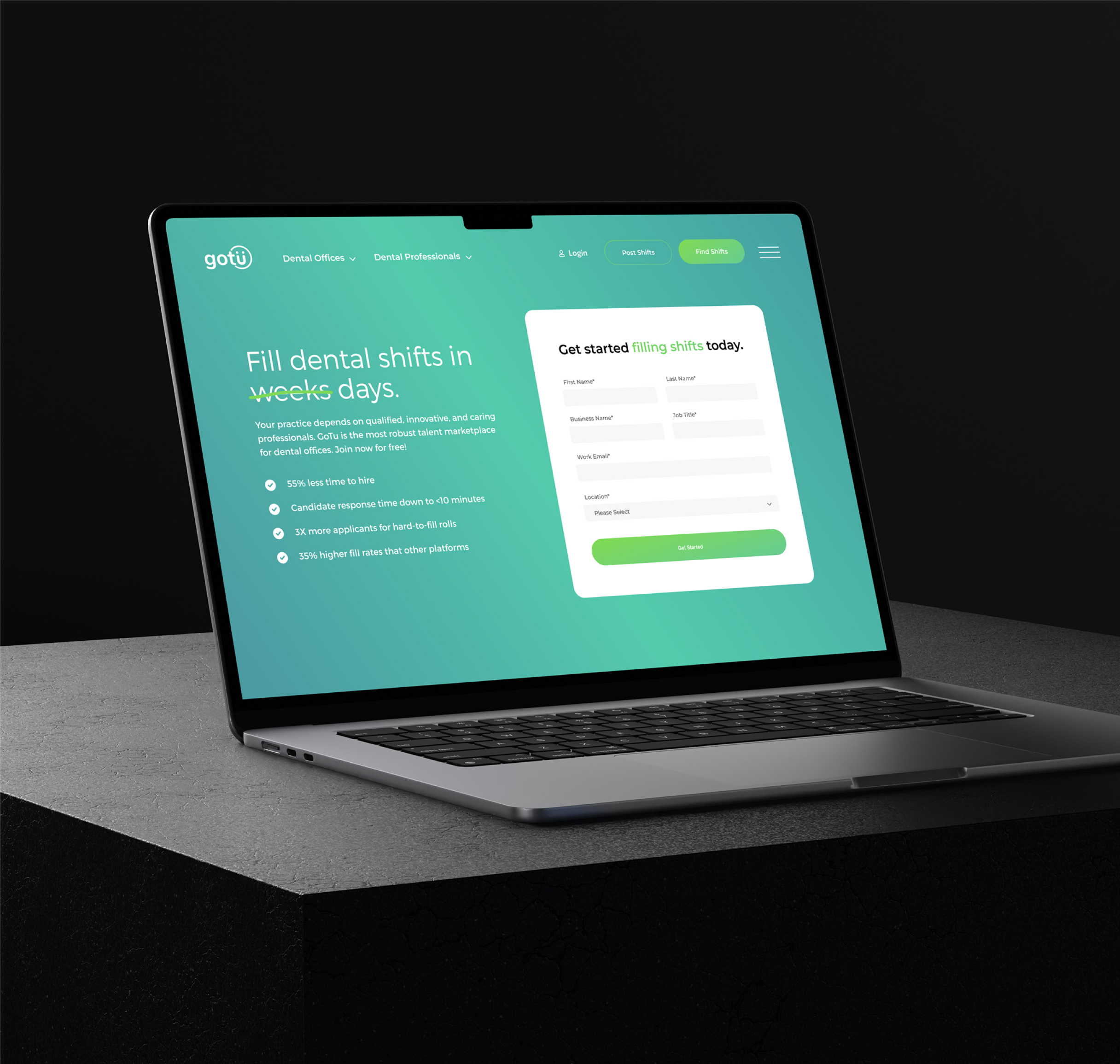 Laptop displaying website interface with dashboard