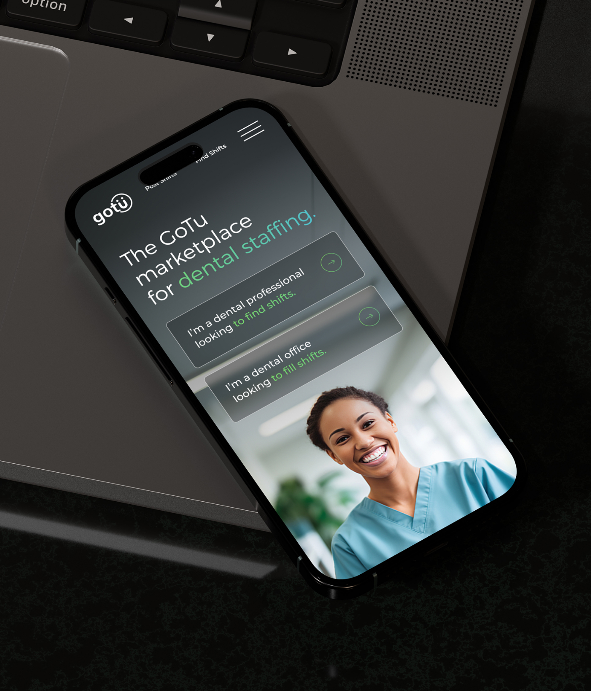 Smartphone displaying mobile app interface in hand