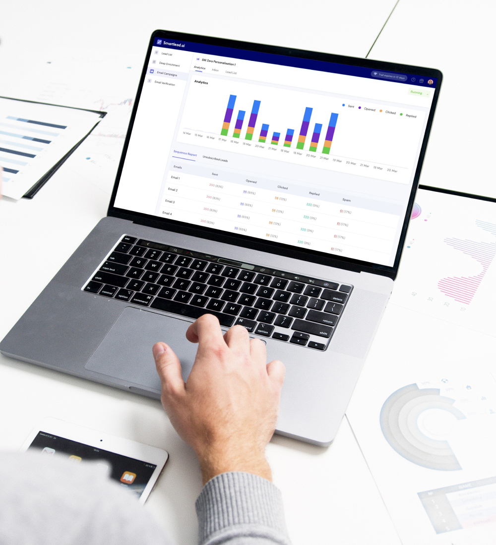 Laptop displaying analytics dashboard with charts