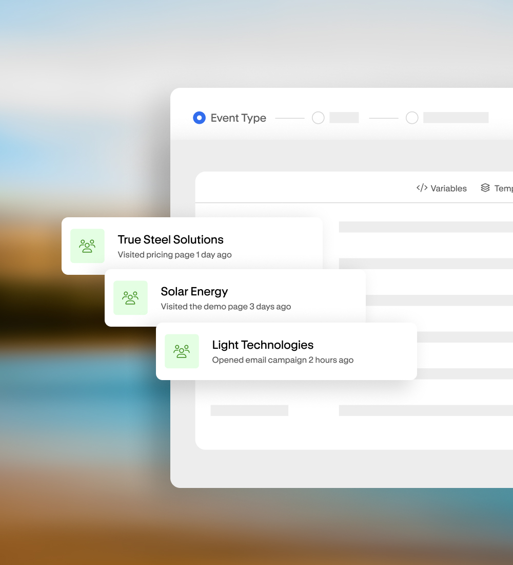 Website UI with onboarding and setup interface