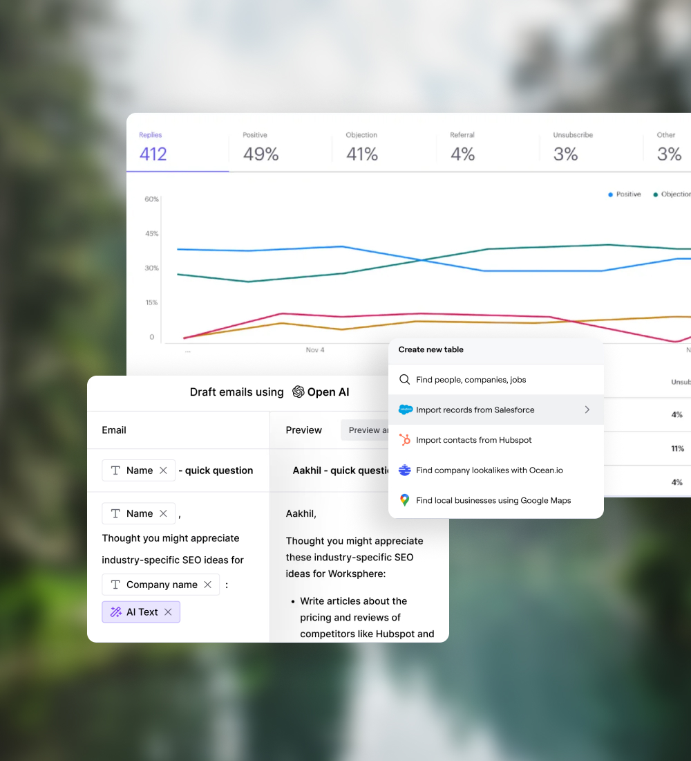 Website UI with analytics and data cards