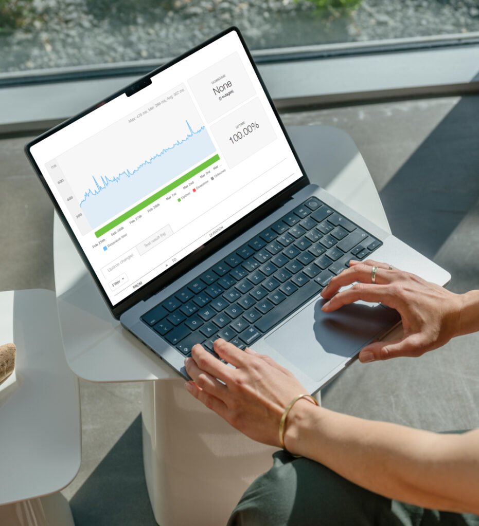 Person using laptop to view analytics interface