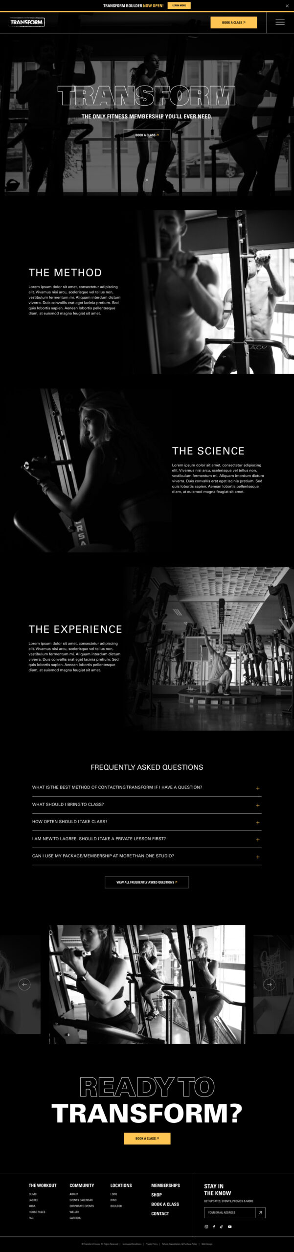 Black and white website design with image gallery
