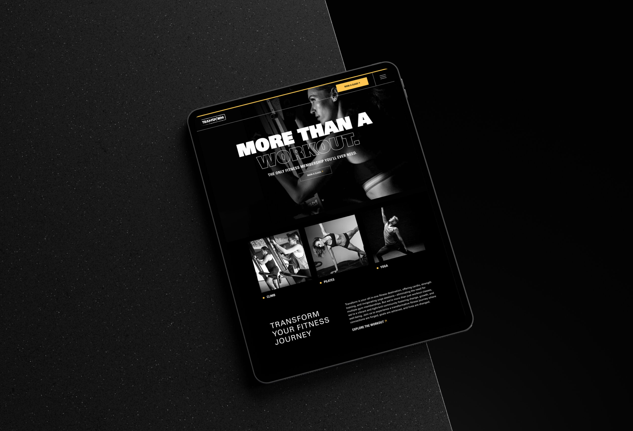Tablet displaying dark theme dashboard interface