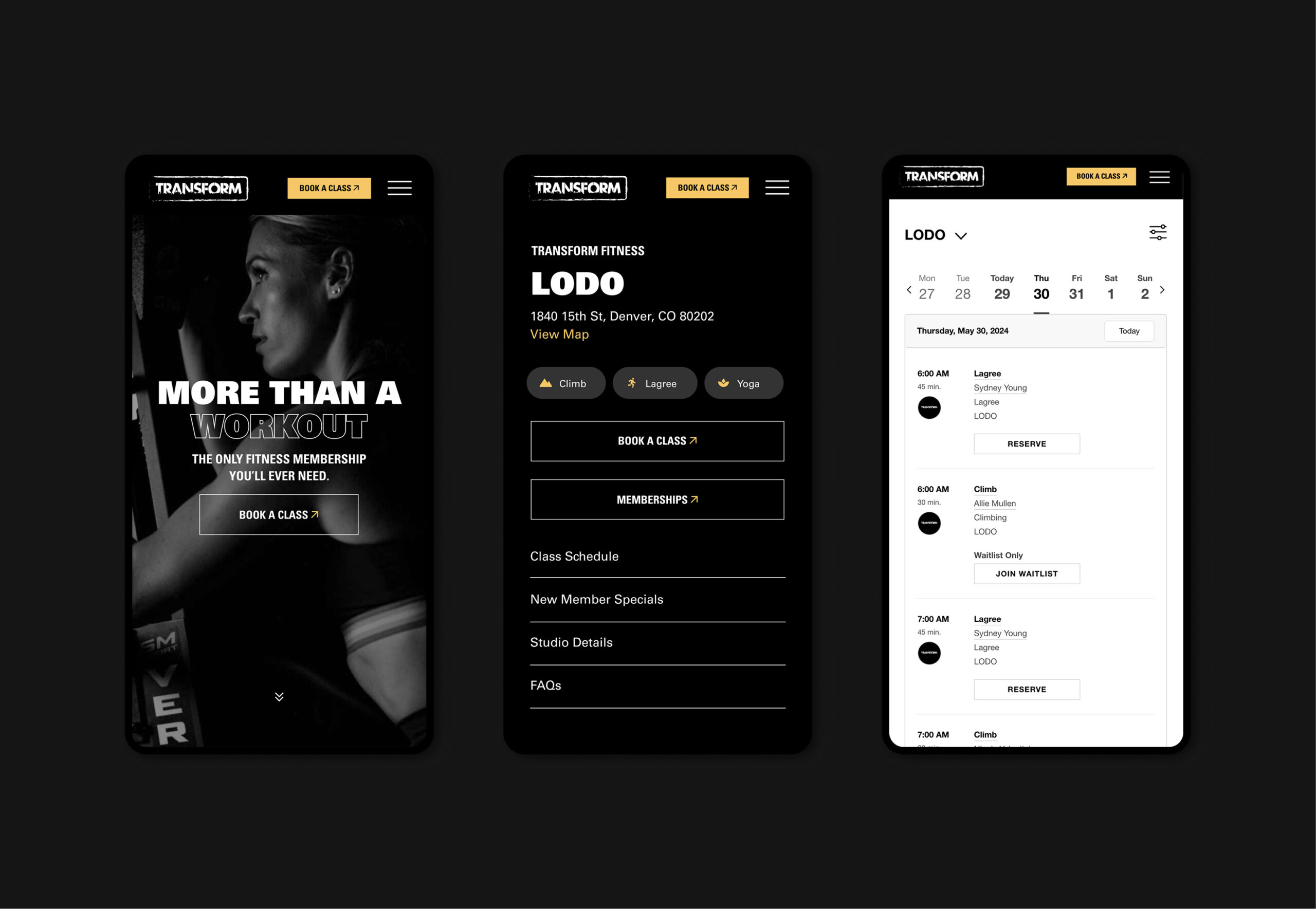 Mobile app interface displayed across multiple devices