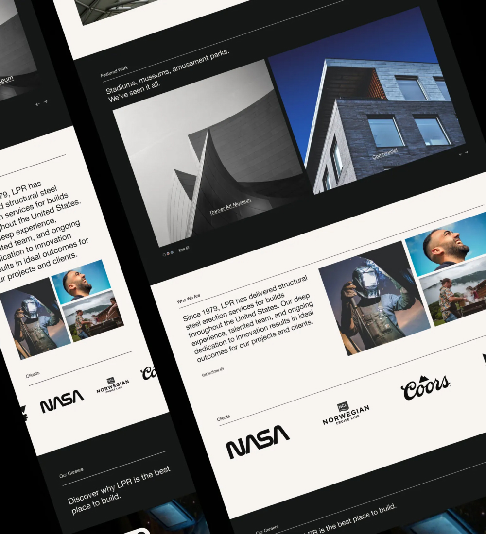 Website UI layout with content modules and imagery