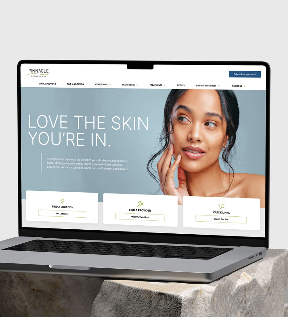 Laptop displaying healthcare website homepage