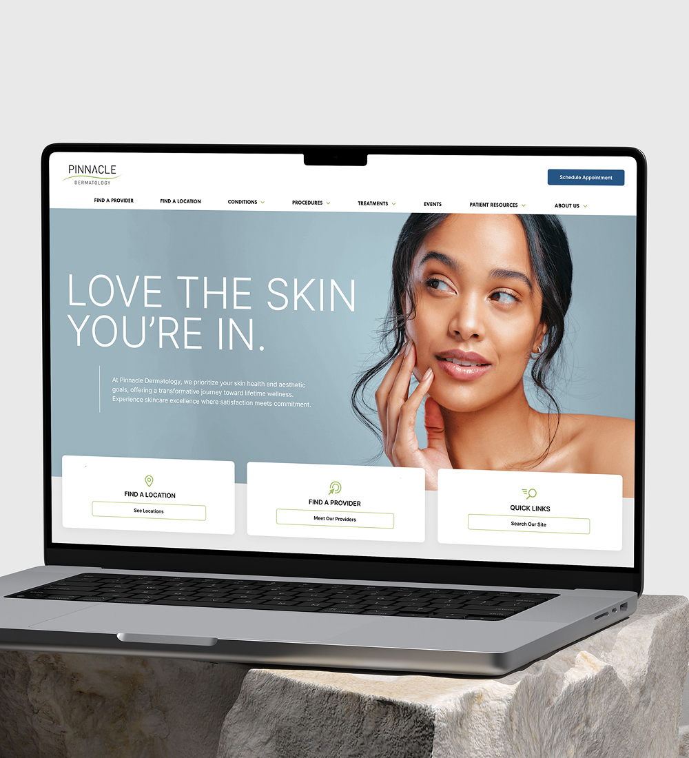 Laptop displaying healthcare website homepage