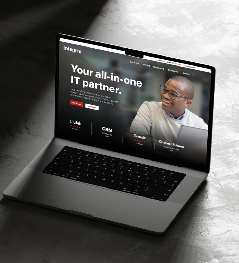 Laptop displaying SaaS website homepage