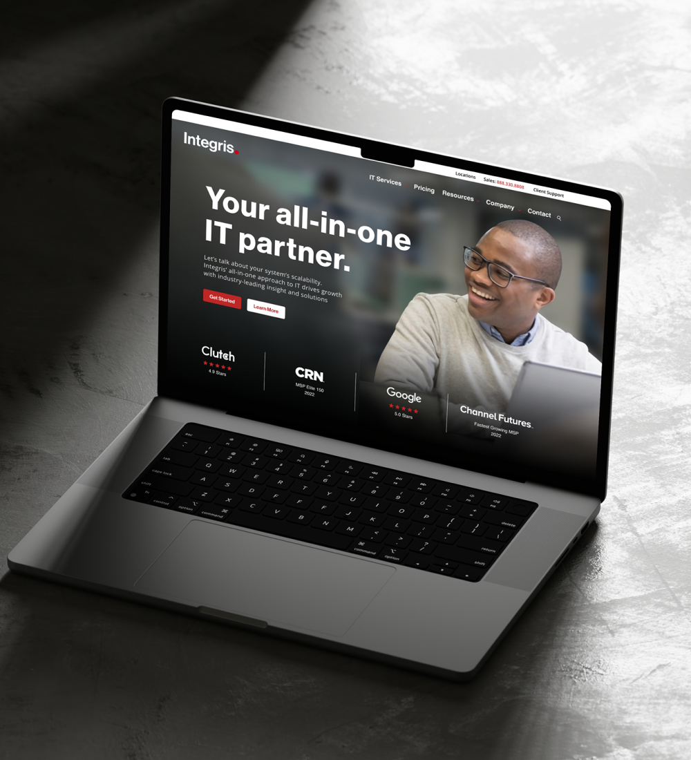 Laptop displaying SaaS website homepage