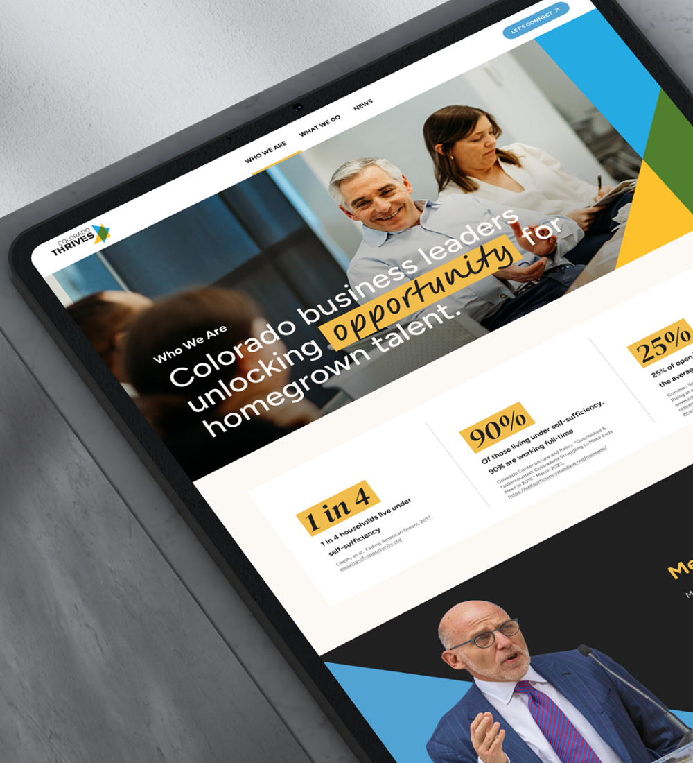 tablet displaying website homepage