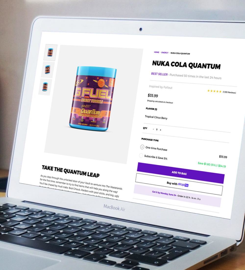 Laptop displaying product detail page