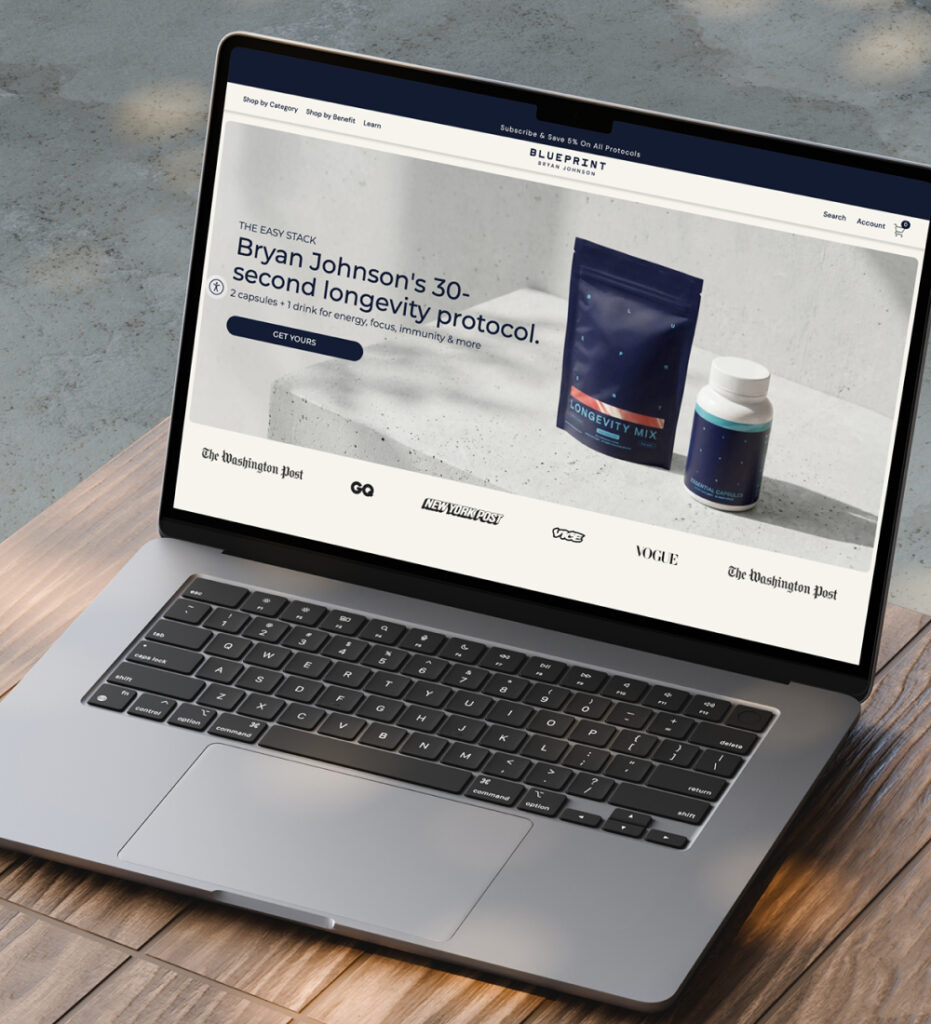 Laptop displaying ecommerce website homepage