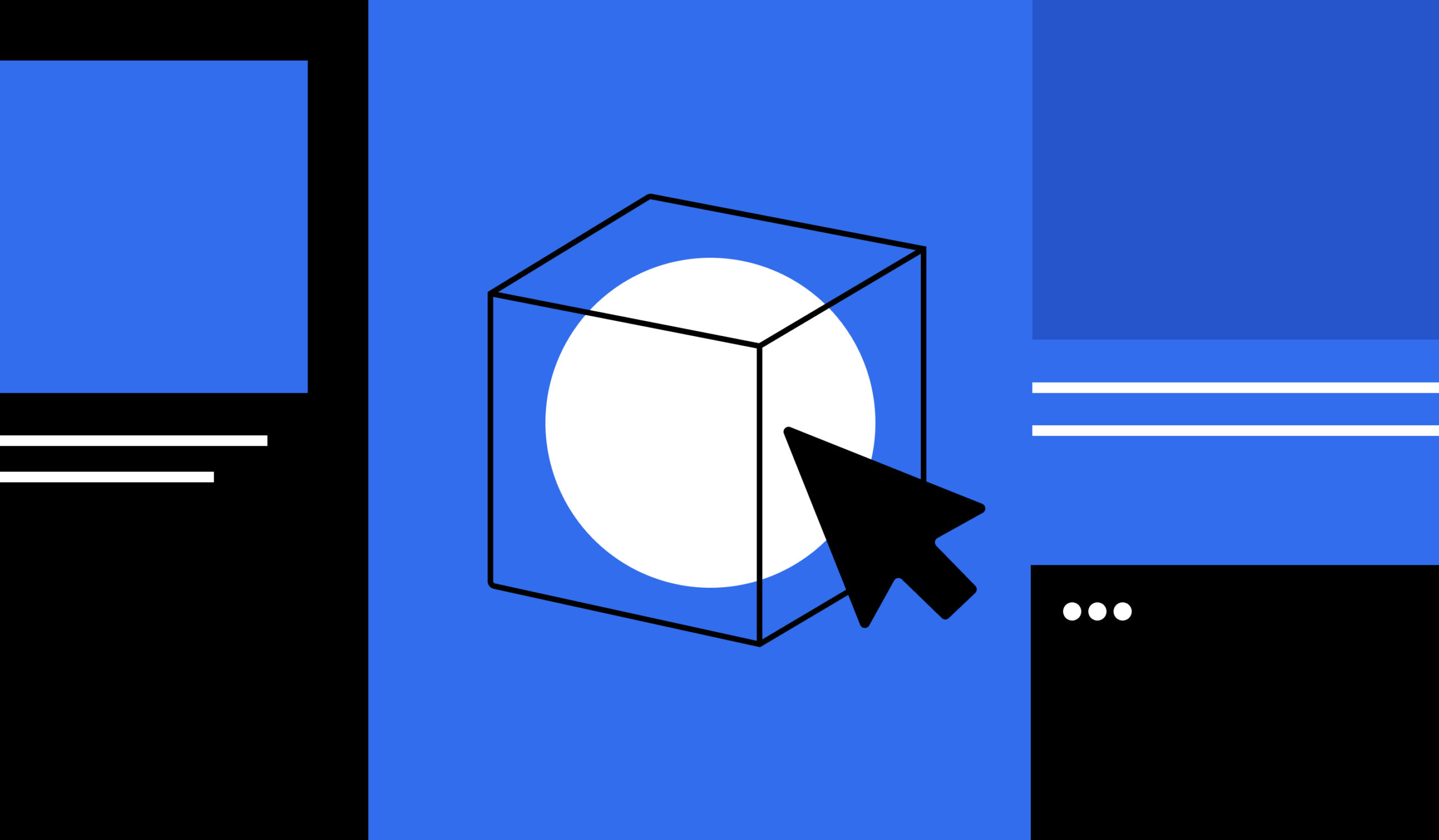 Website UI cube element with interaction cursor