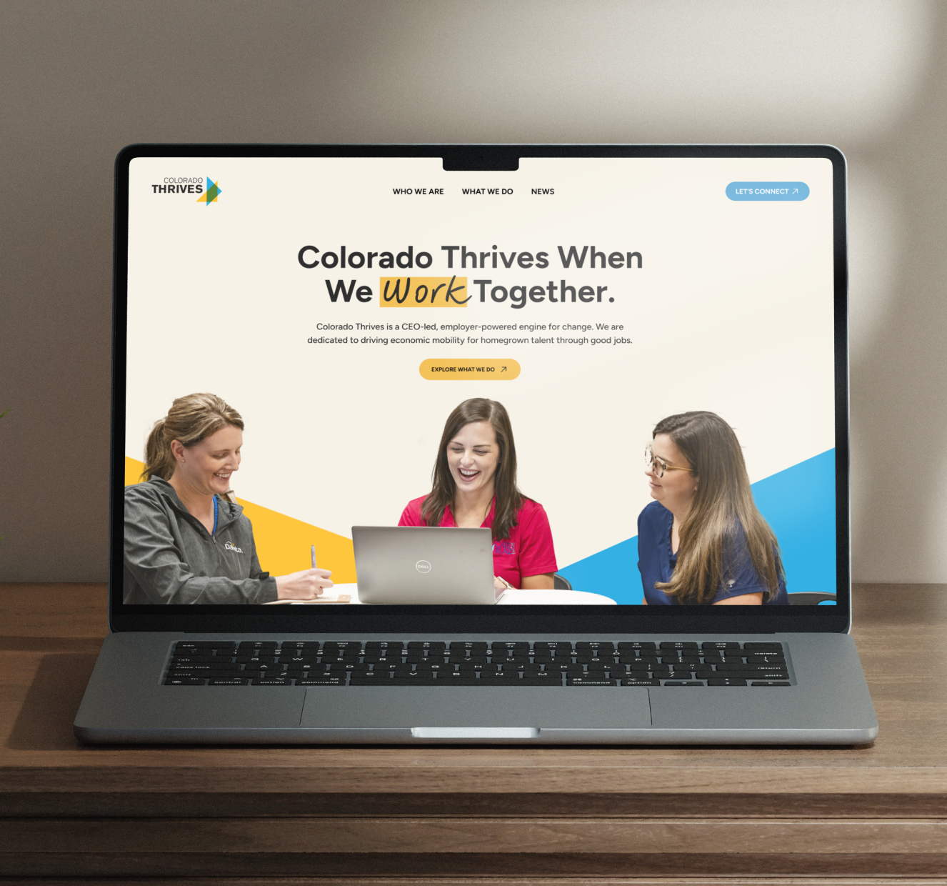 Non-profit website design displayed on laptop screen