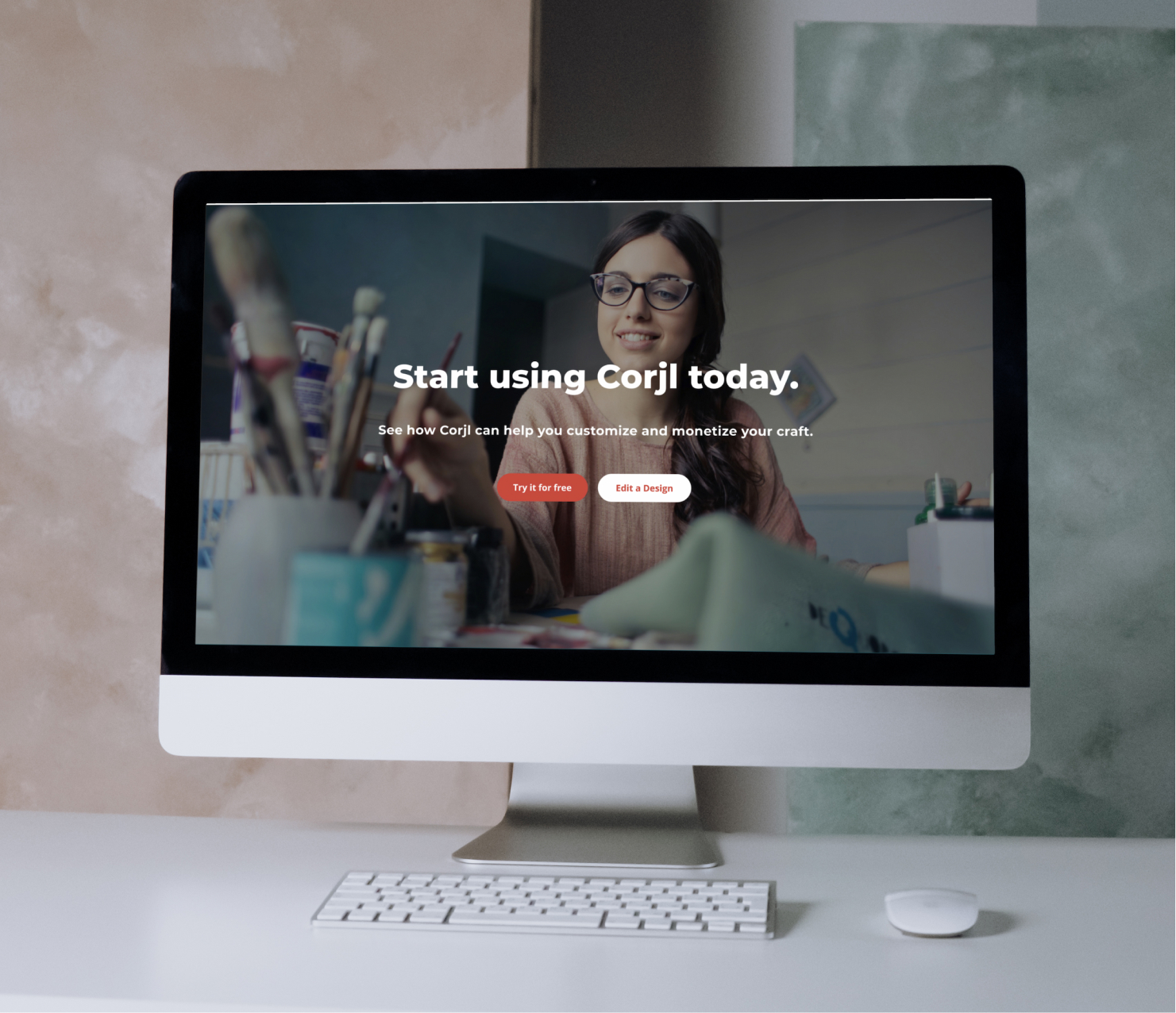 Desktop monitor displaying website with video content