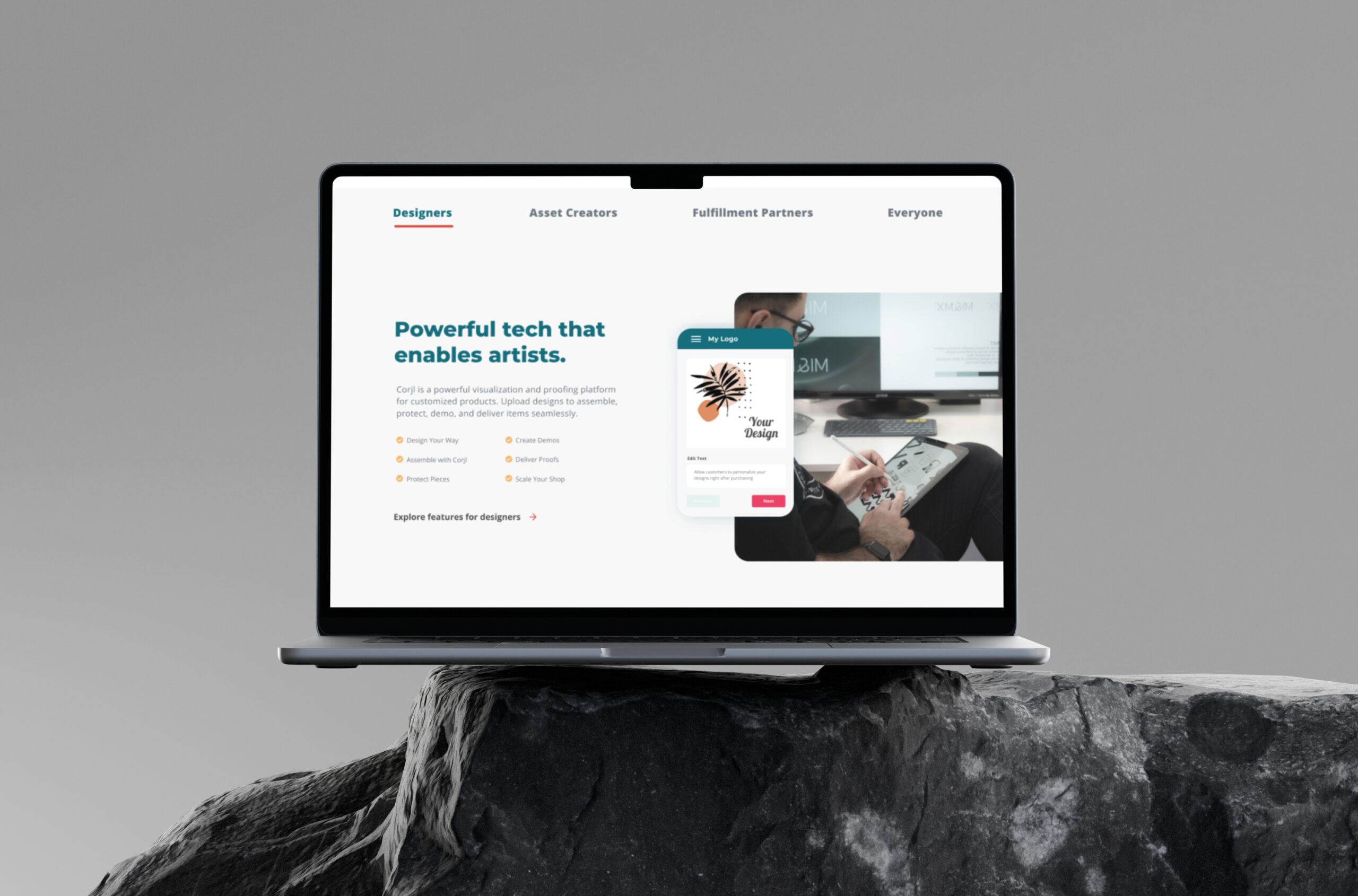 Desktop monitor displaying website homepage