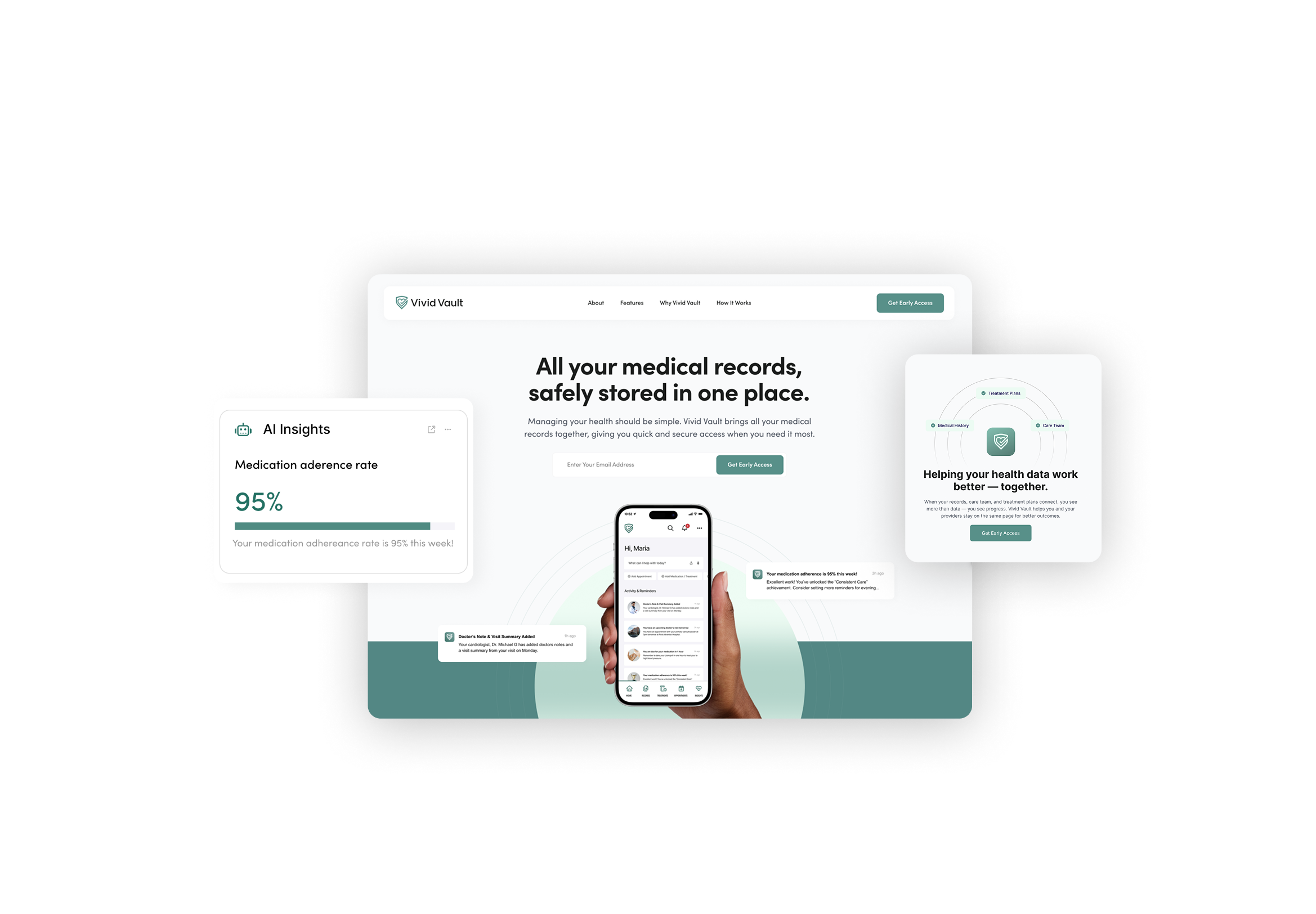 SaaS website design with product visualization