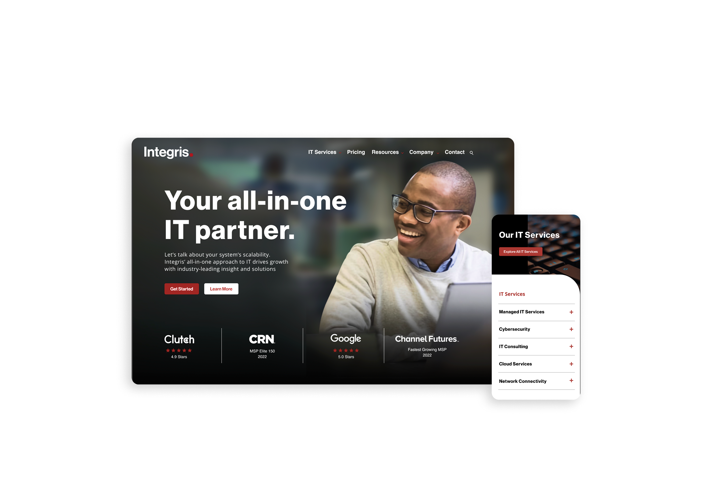 IT partner website design with business-focused layout